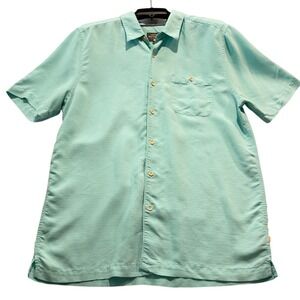 Quiksilver Mens Large Tailor Fit Button Down‎ Shirt Short Sleeve Mint Green L